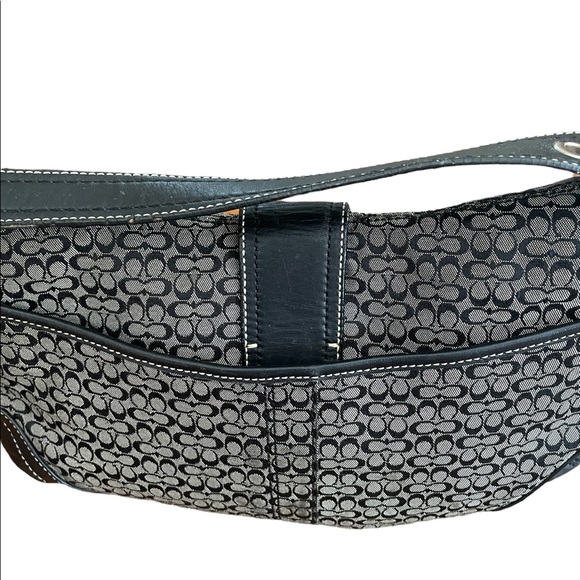 Coach Signature Soho Gray Canvas/Leather trim Buckle Bag. - Picture 3 of 9